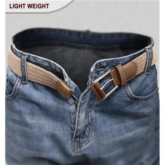 Mens Belt 2Pack Mens Stretch Braided Web Belt Elastic for Casual Golf Hunting - Picture 6 of 7